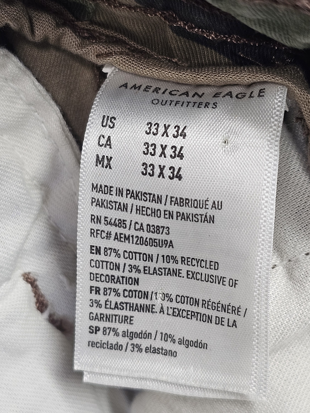 American Eagle Y2K Camo Cargo Pants 33x34 Utility Military Streetwear - Picture 9 of 10